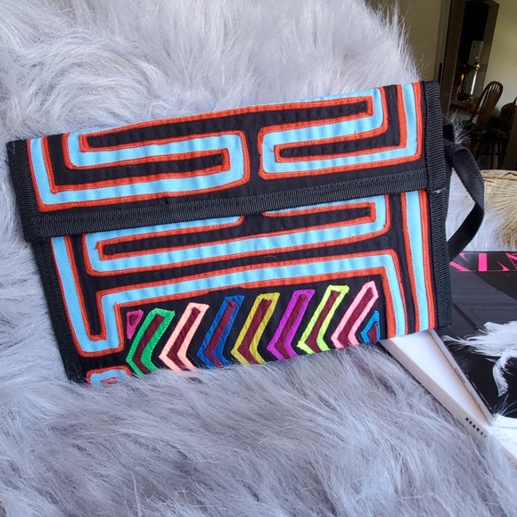Envelop Clutch / Mola / Boho/ Etnic artisanal - Picture 2 of 8